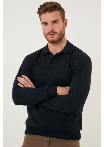 Pamuklu Düğmeli Polo Yaka Kazak Erkek Kazak 456211 indirimleri
