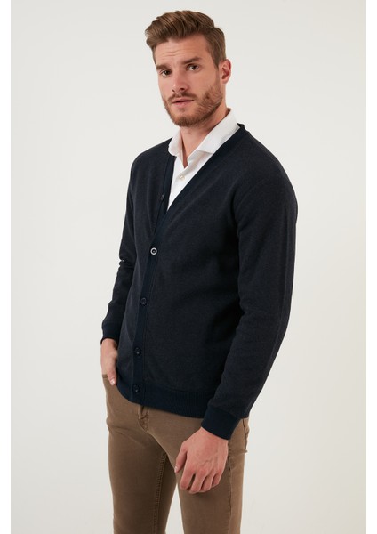 Pamuklu Regular Fit Düğmeli V Yaka Hırka Erkek Hırka 456205 modelleri