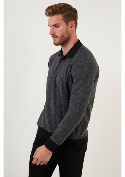 Pamuklu Düğmeli Polo Yaka Kazak Erkek Kazak 456211 modelleri