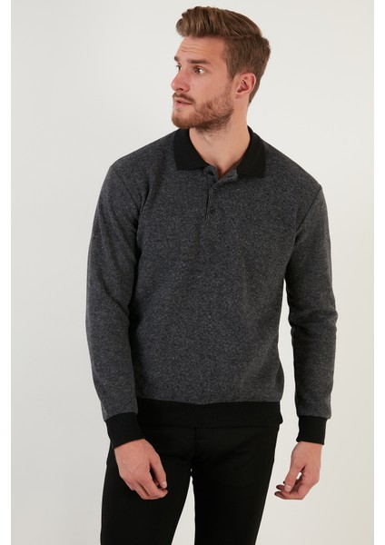 Pamuklu Düğmeli Polo Yaka Kazak Erkek Kazak 456211 fırsatları