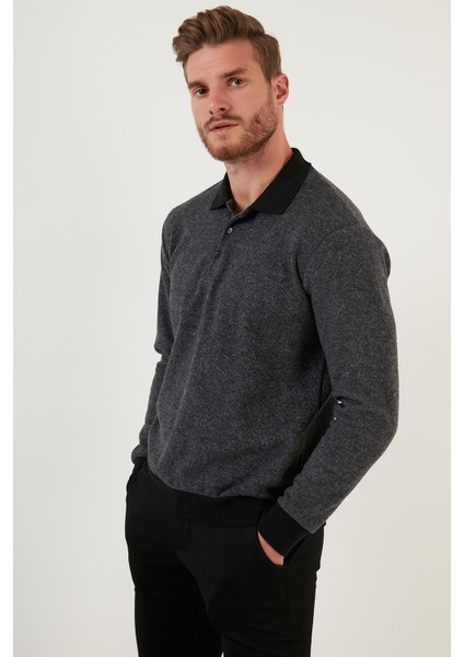 Pamuklu Düğmeli Polo Yaka Kazak Erkek Kazak 456211 indirimleri