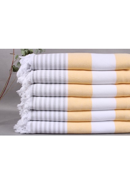 Sarı-Gri Organik Havlu Banyo Havlusu 90X170 Cm Pamuk Havlu Plaj Havlusu Organik Peştamal