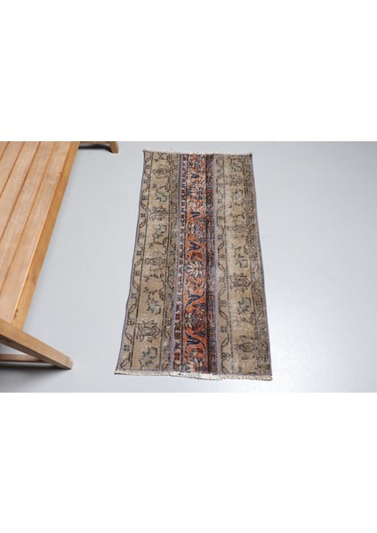 Türk Halısı Eskitme Halı Halı 59X119 Cm Turuncu Halı Araba Paspası Halı Organik Kapı Paspası H