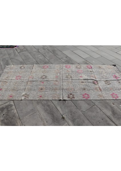 Eskitme Halı Türk Halısı Halı 114X296 Cm Bej Halı Yün Mutfak Halı Koridor Halı 1403