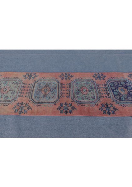 Türk Halısı Eskitme Halı Halı 79X230 Cm Turuncu Halı Anadolusı Merdiven Halı 8589