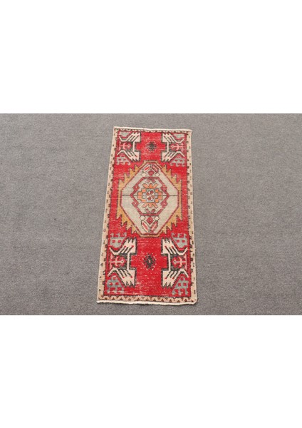 Türk Halısı Eskitme Halı Halı 46X97 Cm Kırmızı Halı Anadolusı Duvar Asma Halı 9792