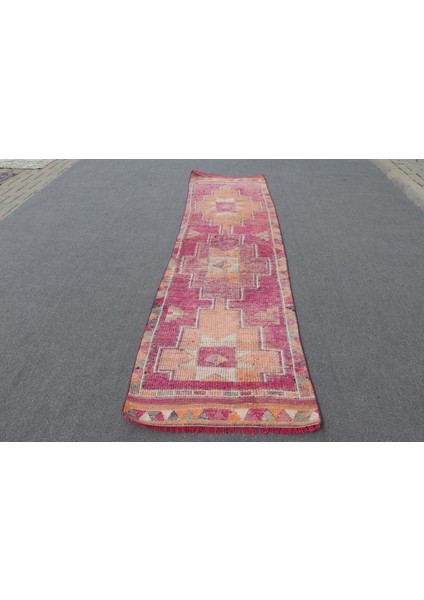 Türk Halısı Eskitme Halı Halı 88X330 Cm Pempe Halı El Yapımı Mutfak Halı Yün Merdiven Halı 85