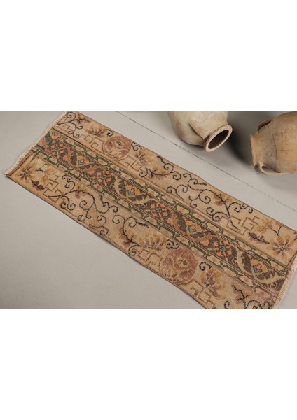 Türk Halısı Eskitme Halı Halı 57X158 Cm Bej Halı Bahçe Mutfak Halı Ofice Merdiven Halı 8111