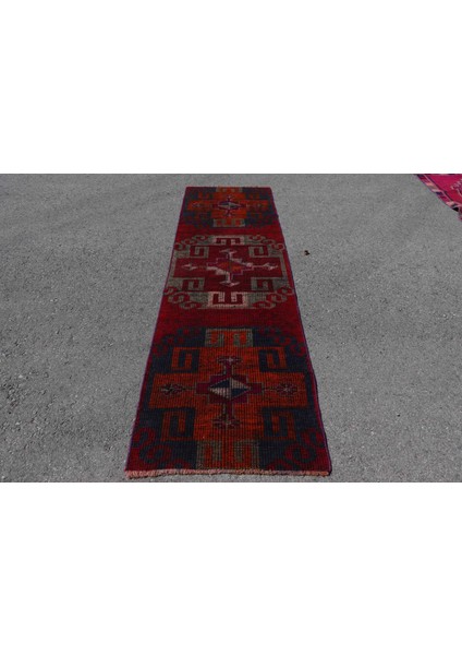 Türk Halısı Eskitme Halı Halı 77X269 Cm Turuncu Halı Ofice Koridor Halı Dekoratif Koridor Halı