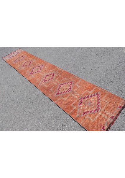 Eskitme Halı Türk Halısı Halı 70X367 Cm Turuncu Halı Merdiven Halı Bohemsı Koridor Halı 7214 modelleri