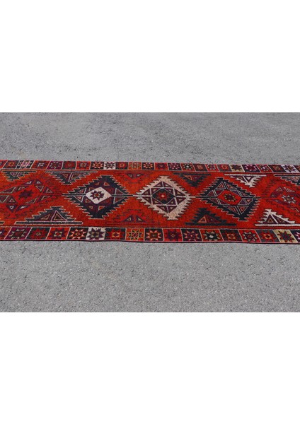 Türk Halısı Eskitme Halı Halı 107X333 Cm Turuncu Halı Bahçe Koridor Halı Bohemsı Koridor Halı