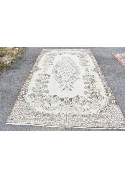 Türk Halısı Eskitme Halı Halı 23X155 Cm Bej Halı El Yapımı Mutfak Halı Merdiven Halı 9153