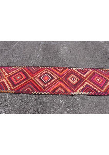 Eskitme Halı Türk Halısı Halı 87X372 Cm Kırmızı Halı Kabilesı Koridor Halı 2757