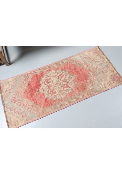 Eskitme Halı Türk Halısı Halı 63X143 Cm Kırmızı Halı Kabilesı Giriş Halı Araba Paspası Halı 9