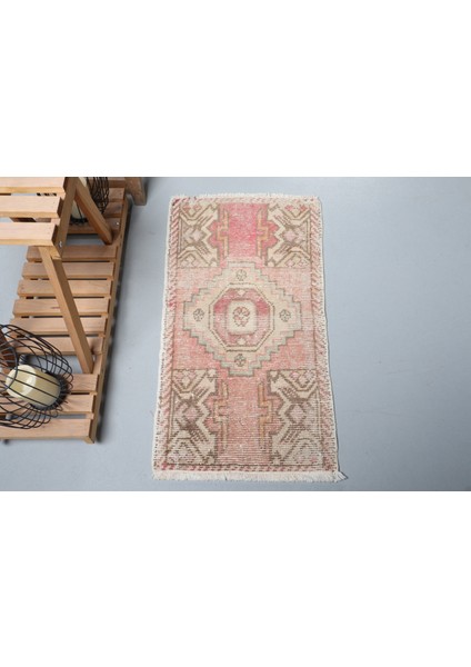 Eskitme Halı Türk Halısı Halı 48X87 Cm Kırmızı Halı Kapı Paspası Halı El Yapımı Halı