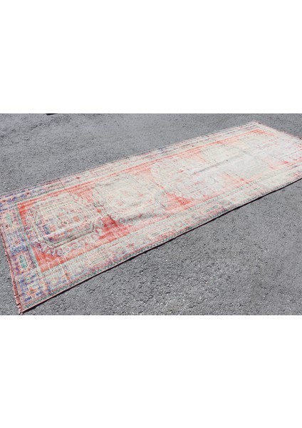 Eskitme Halı Türk Halısı Halı 124X337 Cm Turuncu Halı Yün Koridor Halı Merdiven Halı 4272