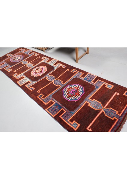 Eskitme Halı Türk Halısı Halı 112X359 Cm Kahverengi Halı Ofice Koridor Halı 9469 modelleri
