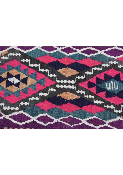 Eskitme Halı Türk Halısı Halı 75X171 Cm Mor Halı Kabilesı Banyo Halı El Dokuma Duvar Asma Halı