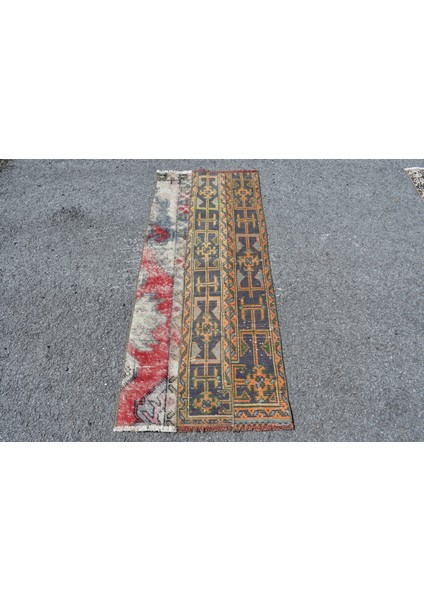 Eskitme Halı Türk Halısı Halı 63X151 Cm Turuncu Halı Ofice Yatak Odası Halı 9223