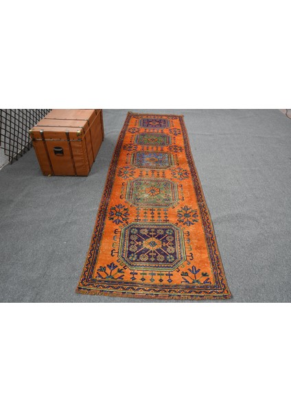 Türk Halısı Eskitme Halı Halı 94X320 Cm Kırmızı Halı Bohemsı Mutfak Halı Dekoratif Koridor Halı
