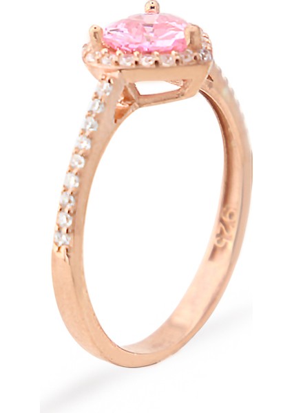 925 Ayar Gümüş Pembe Swarovski Kalp Yüzük fiyatları