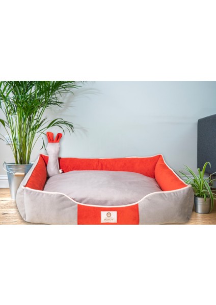 Premium Soft Seri Çift Renk Kontrast Iç Mekan Fermuarlı Yıkanabilir Kedi ve Köpek Yatağı (55*65CM) Medium