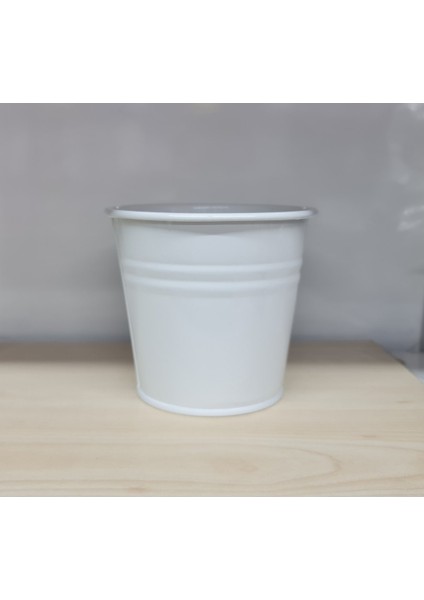 Metal Saksı Kova Beyaz 11X12 cm NO11