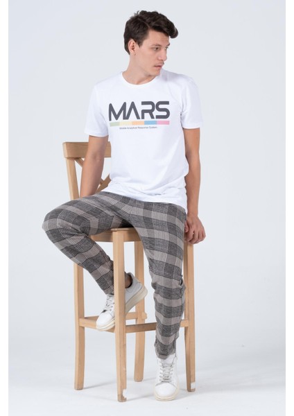 Mars Baskılı Bisiklet Yaka Rahat Reguler Kalıp Erkek Tişört