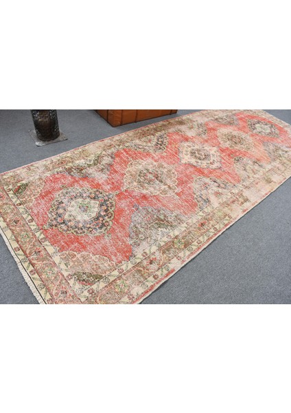 Türk Halısı Eskitme Halı Halı 144X383 Cm Bej Halı Anadolusı Koridor Halı Bahçe Merdiven Halı