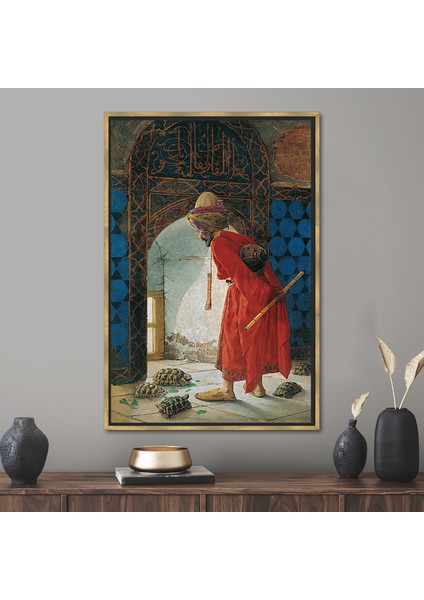 1 Parça Gold Çerçeveli Kanvas Tablo, Osman Hamdi Kanvas, Türk Posteri,