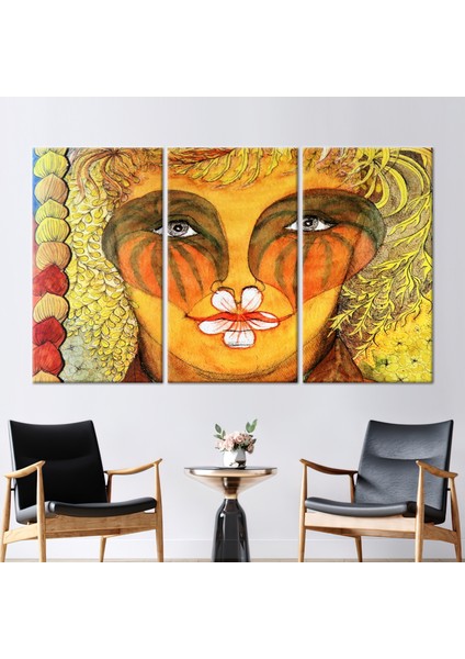 3 Parçalı Kanvas Tablo, Soyut Kadın Portresi, Modern Kanvas Baskı, Kadın Yüzü Posteri,