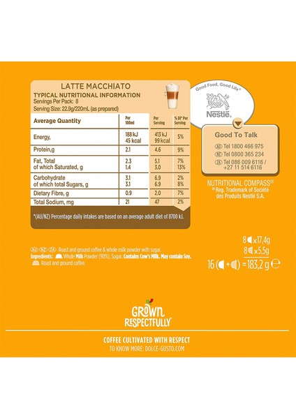 Dolce Gusto Latte Macchiato 16 Kapsül 183,2 G