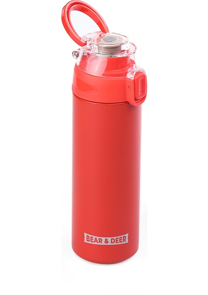 Şeffaf Kapak Kırmızı Çelik Matara 450 ml - MT0033 fiyatları