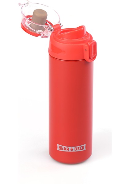 Şeffaf Kapak Kırmızı Çelik Matara 450 ml - MT0033 modelleri