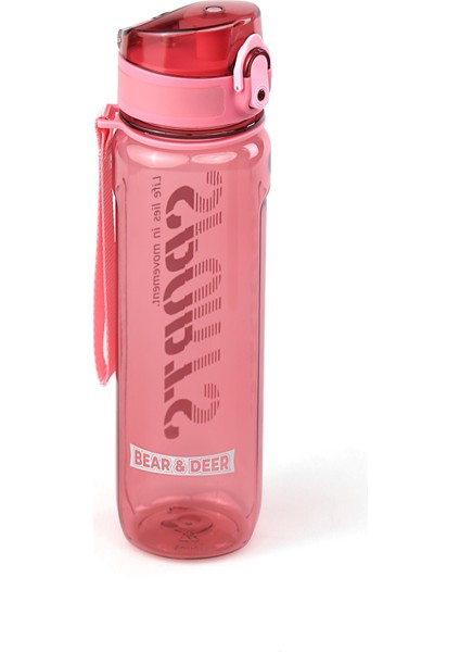 Otomatik Kapak Şeffaf Pembe Matara 700 ml - MT0028
