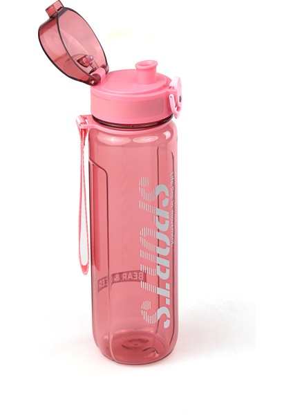 Otomatik Kapak Şeffaf Pembe Matara 700 ml - MT0028