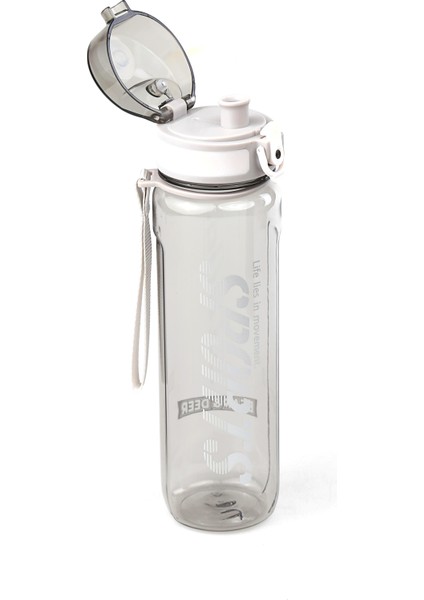 Otomatik Kapak Şeffaf Gri Matara 700 ml - MT0028