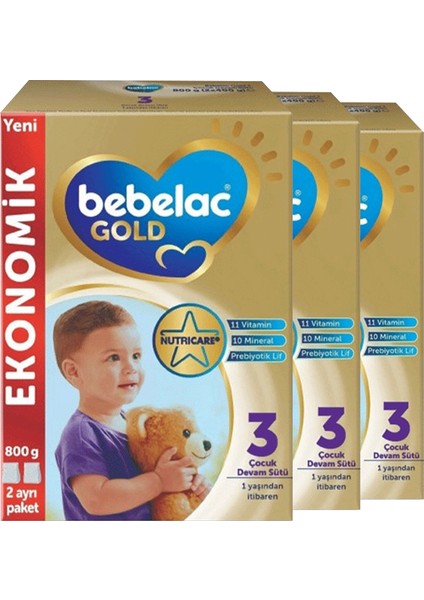 Gold 3 Çocuk Devam Sütü 800 gr 1 Yaş x 3 Adet