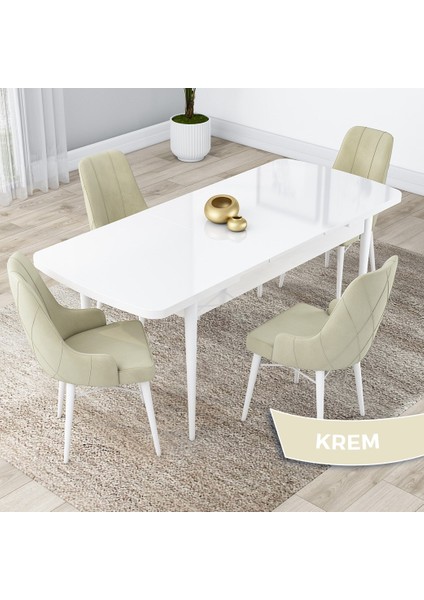Concept Kar Serisi, 80X132 Açılabilir Mdf Mutfak Masa Takımı, Beyaz Masa 4 Sandalye fiyatları