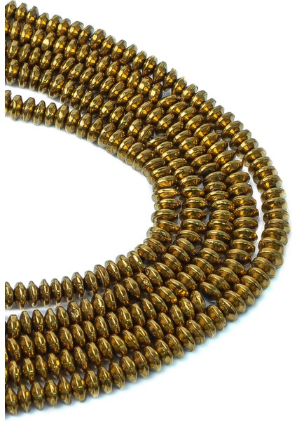 5 mm Sarı Rondela Hematit Taşı Dizi