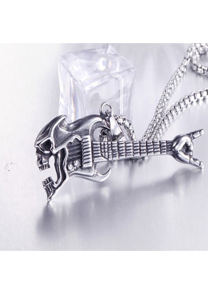 Paslanmaz Çelik Kurukafa Detaylı Hard Rock Gitar Kolye fiyatları