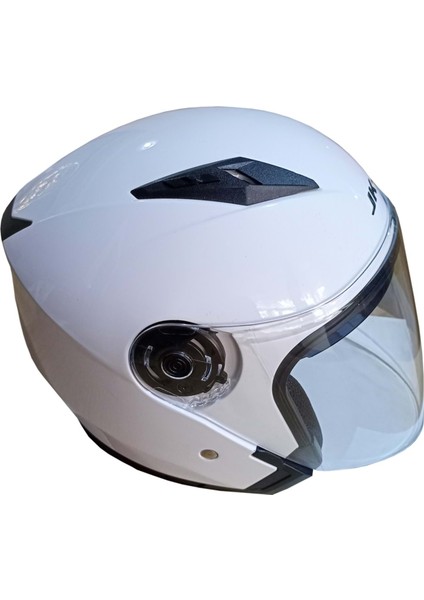 Jk-21 512 Model Güneş Vizörlü Yarım Kask - Beyaz - M