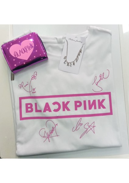 Unisex Blackpink T-Shirt Blackpink Cüzdan Kolye Kombin