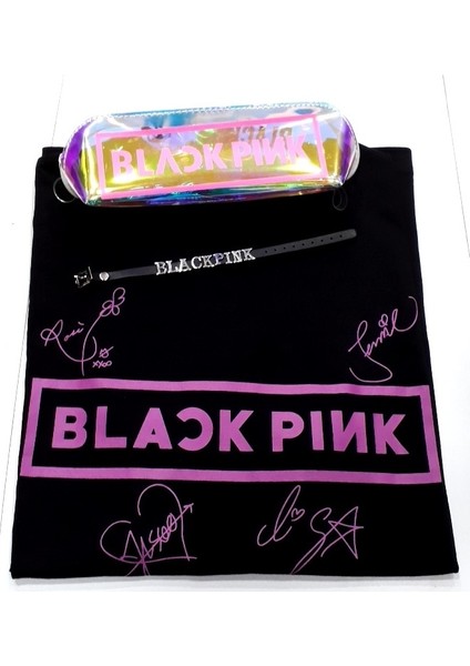 Blackpink Unisex Owersize T-Shirt Kalemlik Bileklik Set