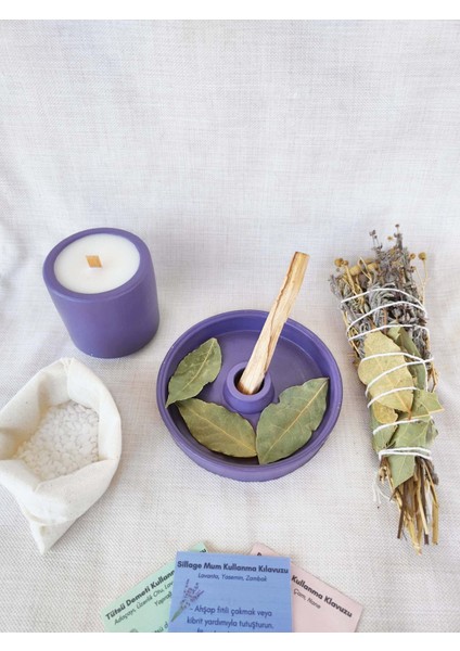 Arınma Tütsülük Set Vegan Kiraz Çiçeği Sedir Kokulu Soya Mumu Palo Santo Adaçayı Lavanta Tütsü Seti modelleri