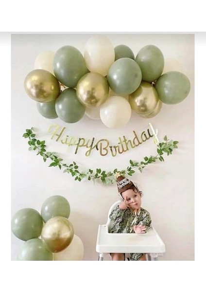 Küf Yesili Krom Gold Beyaz Balon Zinciri