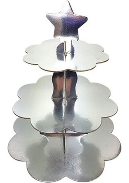 Gümüş Cupcake Standı