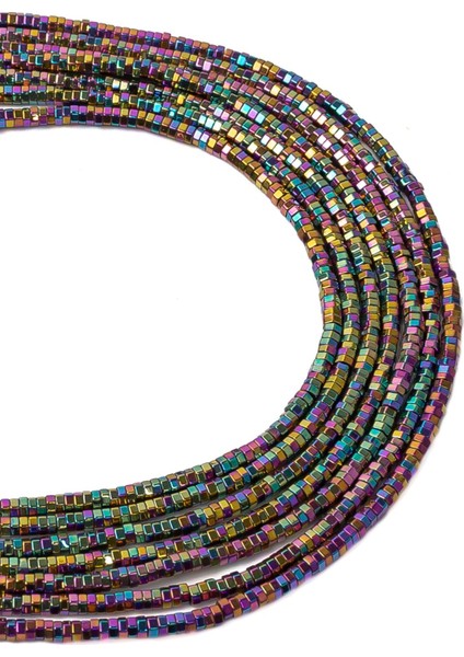 2x1 mm Koyu Renkli Altıgen Hematit Taşı Dizi