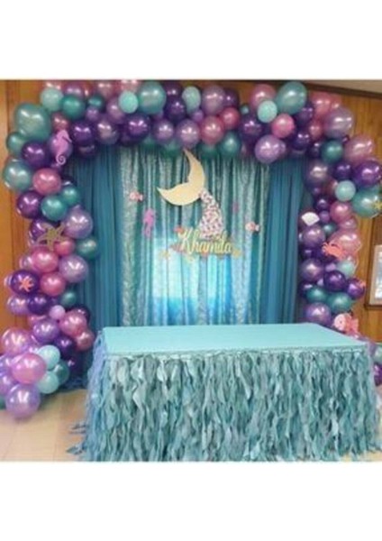 50 Adet Deniz Kızı Konsept Metalik Balon ve Balon Zinciri