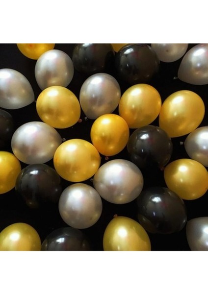30 Adet. Gümüş,altın,siyah Metalik Sedefli Balon
